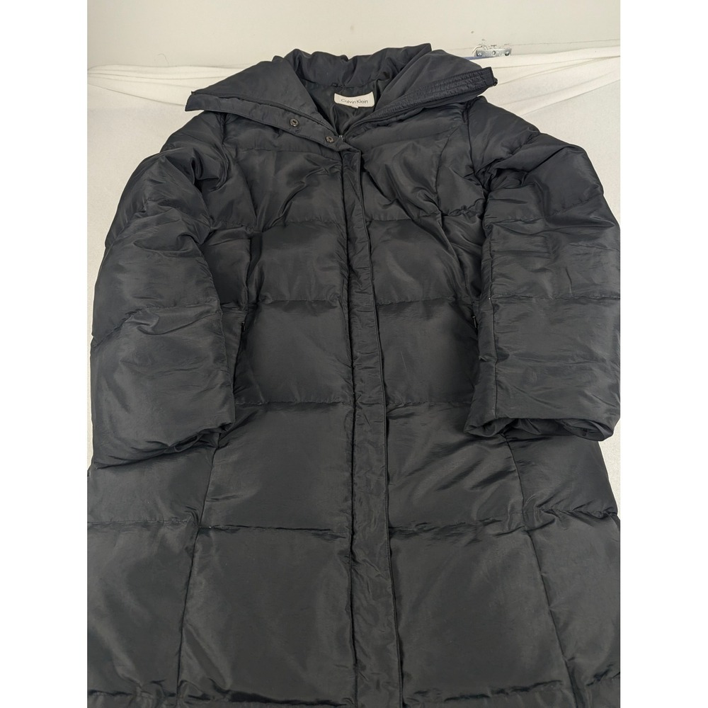 Calvin Klein Black Down Puffer Coat Oversized Pillow Collar CW710091 Womens L - Picture 2 of 16